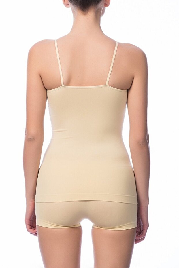 قميص داخلي أسود بحزام رفيع بدون خياطة - 4