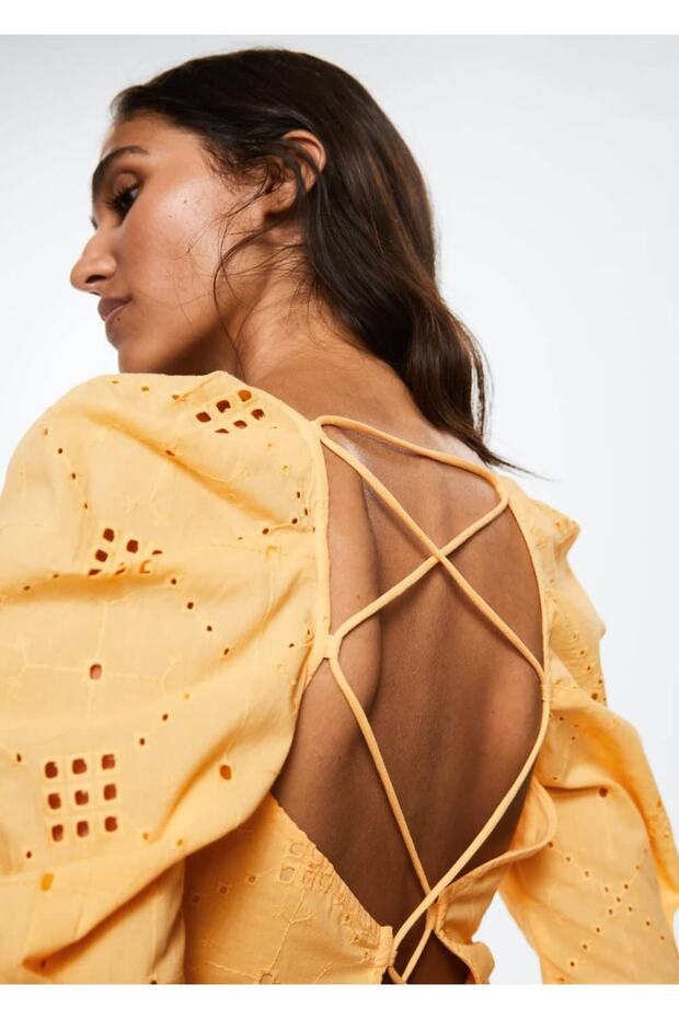 Crop-Bluse mit Puffärmeln - 7