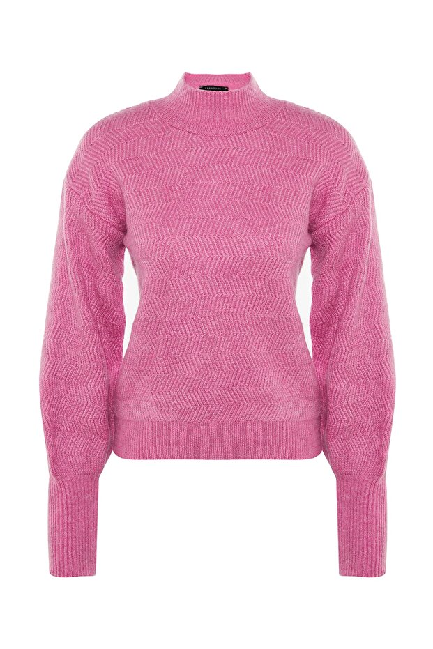 Rosa weich strukturierter Basic-Strickpullover TWOAW21KZ0204 - 6