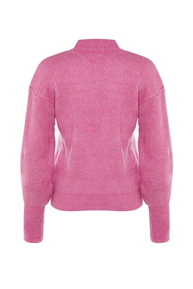 Rosa weich strukturierter Basic-Strickpullover TWOAW21KZ0204 - 7