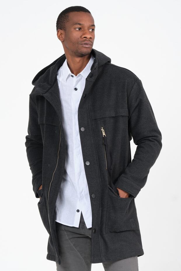 Kapüşonlu Cepli Kaban - 3