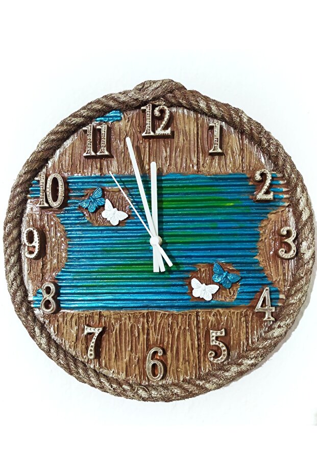 Halatlı Ahşap Dekoratif Duvar Saati - 2