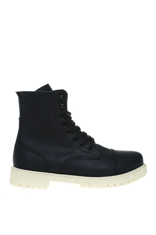 جلد صناعي أسود - أحذية رجالية بيضاء هيسكي