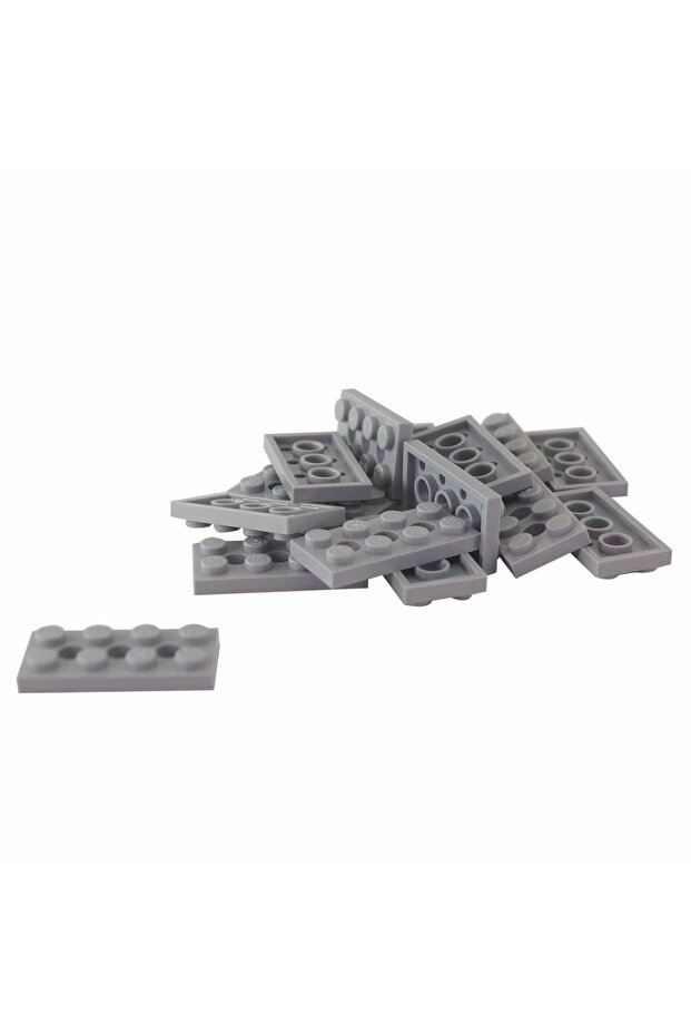 Technic Moc Gray Brick - 2x4 Pin Holes, 4 Pieces, Custom Plate