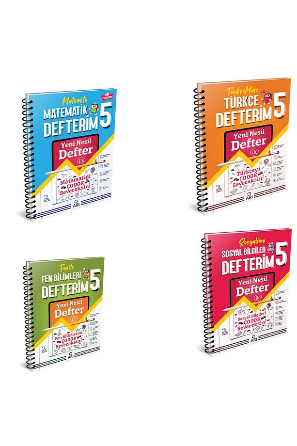 Arı Yayınları 5 Sınıf Matematik Fen Türkçe Sosyal Akıllı Defter Seti 4 Defter - 1
