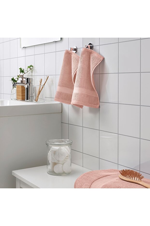 3 Pieces Small Bath Towel 30x30 Cm Hand and Face Towel Set of 3 Pink Cotton
