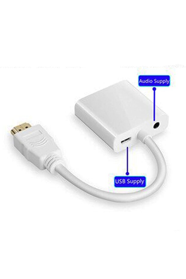 Hdmi To Vga Kablo Uydu Macbook Projeksiyon Ps3 Ps4 Xbox Raspberry Pi Receiver Ses Ve Güç Kablolu - 4