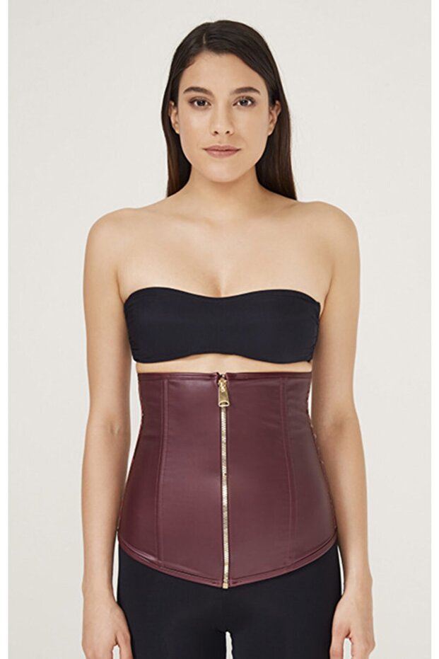 Leather Waist Corset / Plum