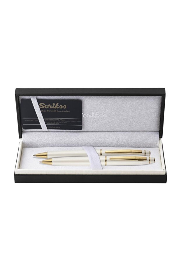 Elagance 35 Ballpoint Pen + Versatil Pen 0.7mm Set of Two White Gold