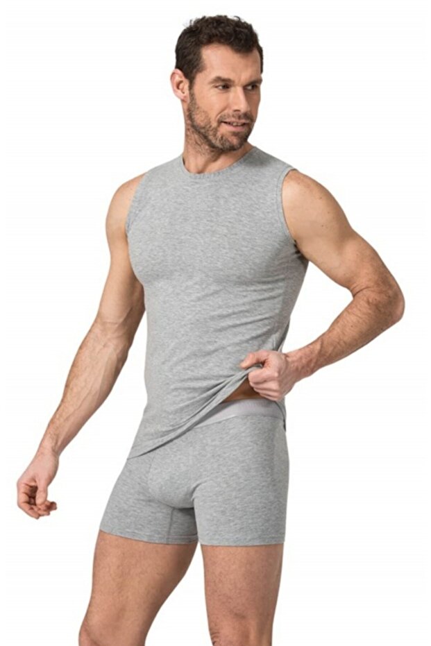 189 Lycra Sleeveless Crew Neck Men's Undershirt Gray Pack of 2