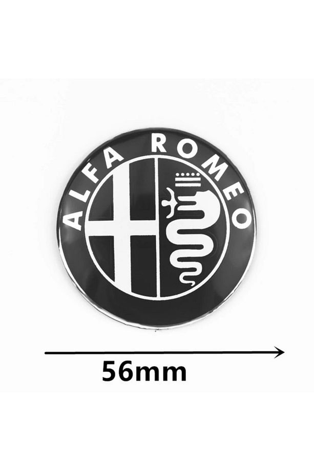 Alfa Romeo Logolu 4 Adet 56mm Jant Göbek Stıcker (SİYAH-GÜMÜŞ) - 3