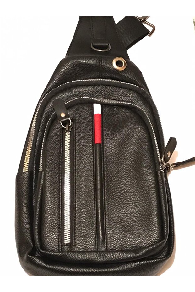 Karali Deri Yan Çanta - 1