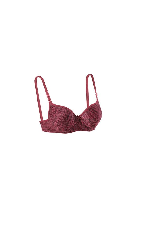 Ebru Supported Plain Melange Burgundy Suede