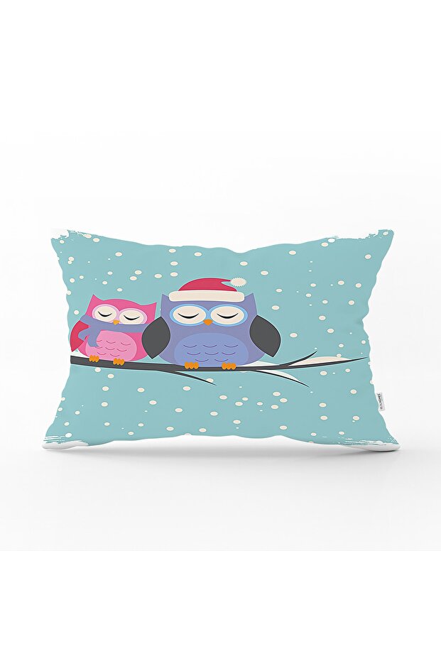 Owl Patterned Digital Printed Decorative Rectangular Pillow Throw Pillow Cover - 1