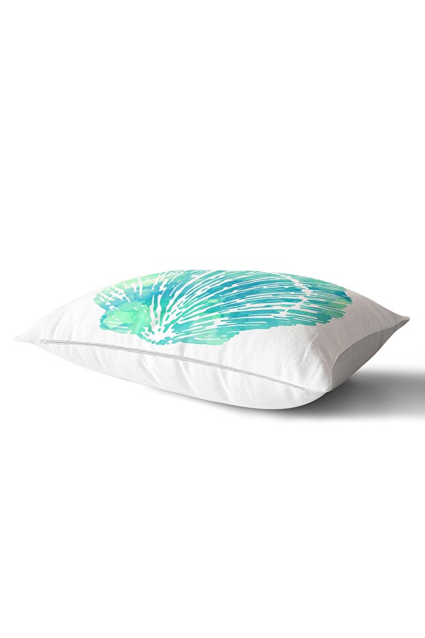 Modern Rectangular Pillow Throw Pillow Case with Green Seashell Pattern on White Background - 2