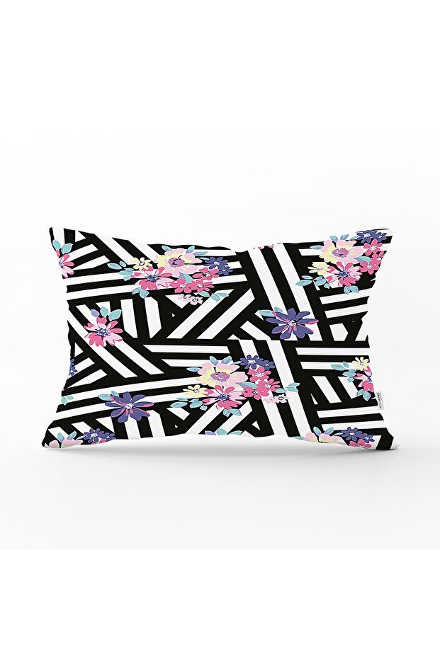 Colorful Lily Patterned Modern Digital Printed Rectangular Pillow Case - 1