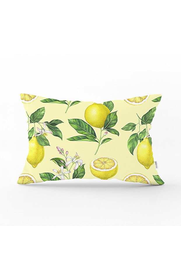 تصميم مخصص الليمون منقوشة الحديثة الرقمية المطبوعة وسادة مستطيلة رمي غطاء وسادة - 1