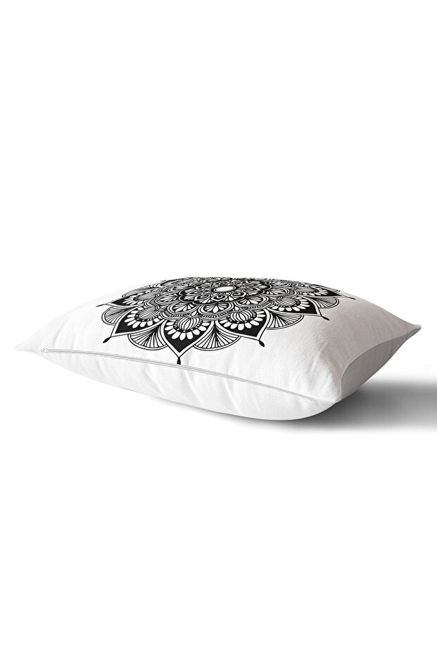Rectangular Throw Pillow Cover with Flower Mandala Pattern on White Background - 2