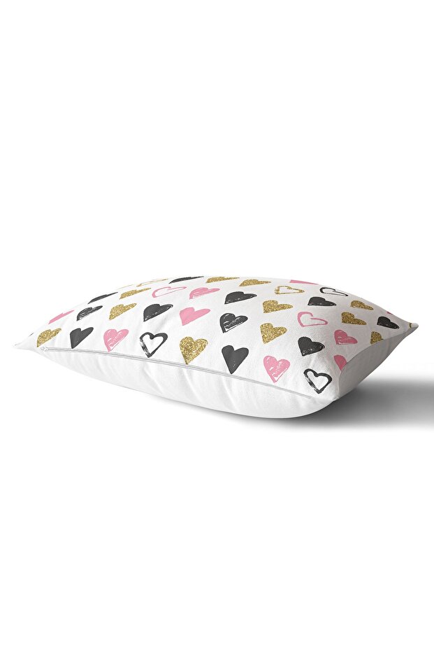 Colorful Heart Patterned Digital Printed Decorative Rectangular Pillow Case - 2