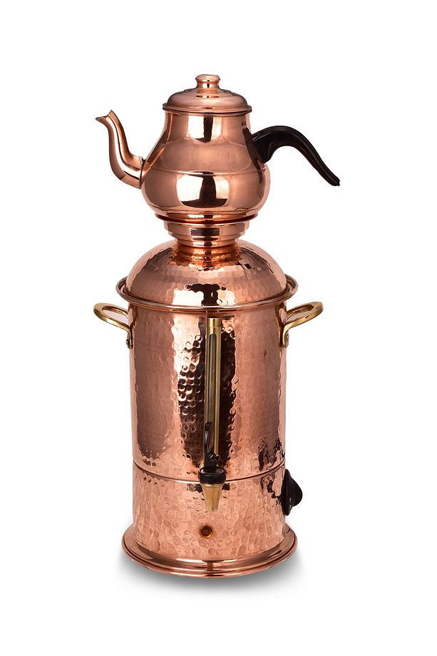 Kadınefendi Bakır Ölçekli Çömlek Semaver 19 Cm El Dövme Kırmızı (5553-1) - 1