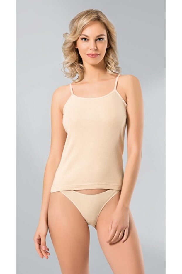 209 Ribbed Rope Strap Women's Tank Top Tan