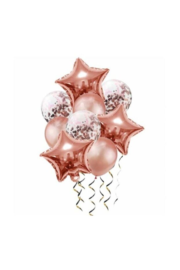 Rose Gold Confetti Starry Balloon Set Total 15 Pieces