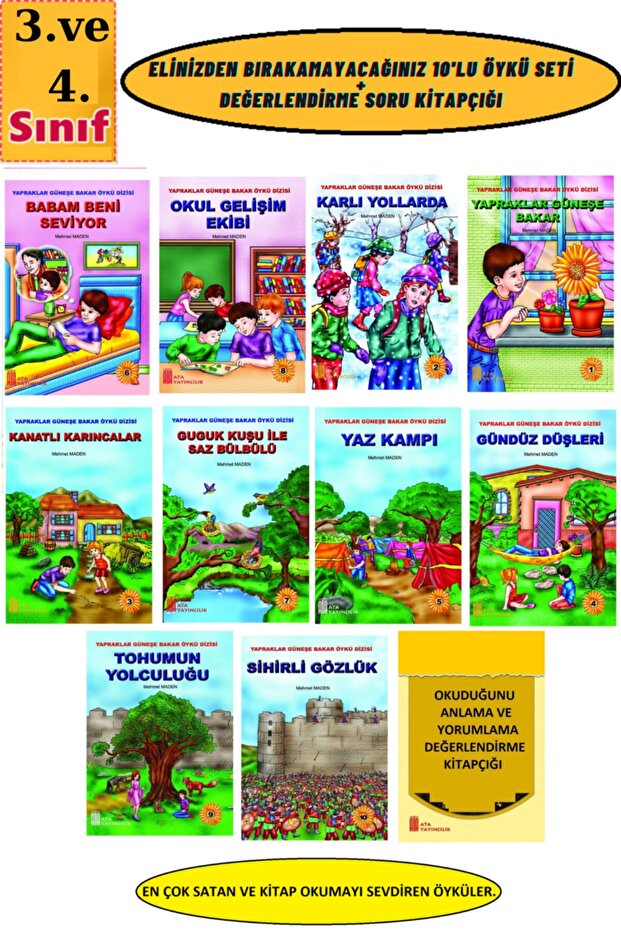 3, Ve 4. Sınıf Öğrencileri Zevkle Okuyacakları 10 Kitapı+ Değerlendirme Testi