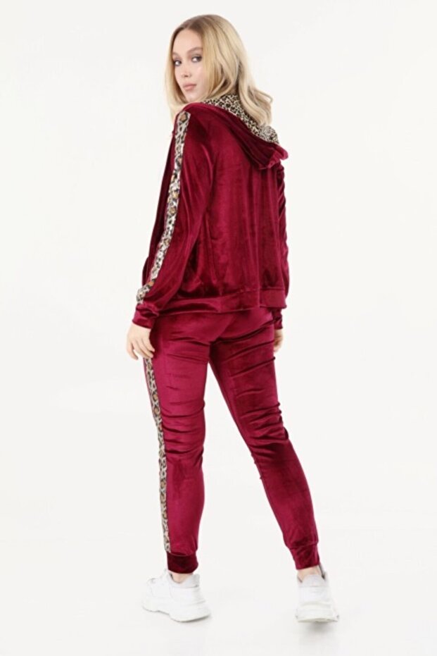 Leopard bordo baršunasti set - 3