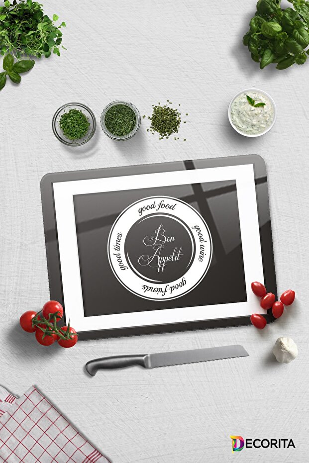 Good Food Black Background Glass Cutting Board - 30cm X 40cm