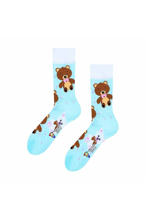 الدب الجوارب الملونة الزرقاء - 1