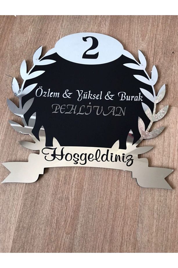 Evimize Hoşgeldiniz Yazılı Kapı Isimliği Kapı Süsü Duvar Süsü - 1