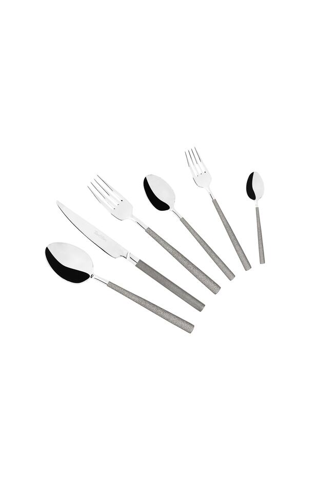 36 Piece Dublin Matte Silvery Gray Stainless Steel Cutlery Set