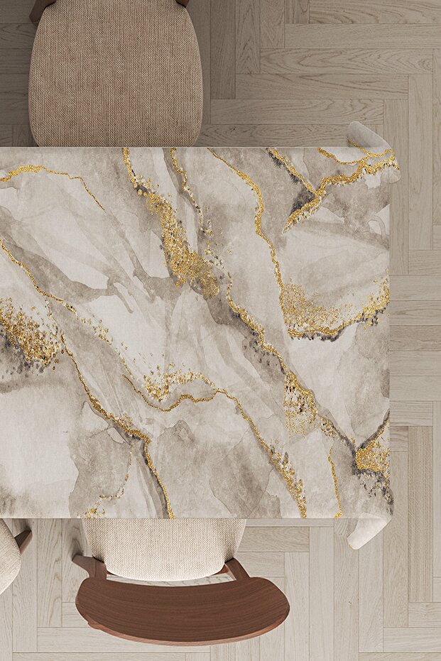 Washable Stain Resistant Stain Resistant Thai Feather Velvet Fabric Marble Look Tablecloth Mso254
