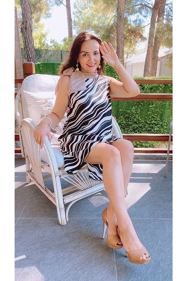 Ipek Fularlı Zebra Elbise - 4