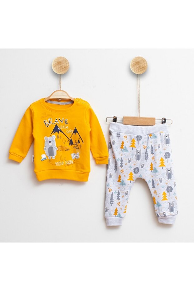 Elbebek Camping Bear Printed 2 Thread Set of 2