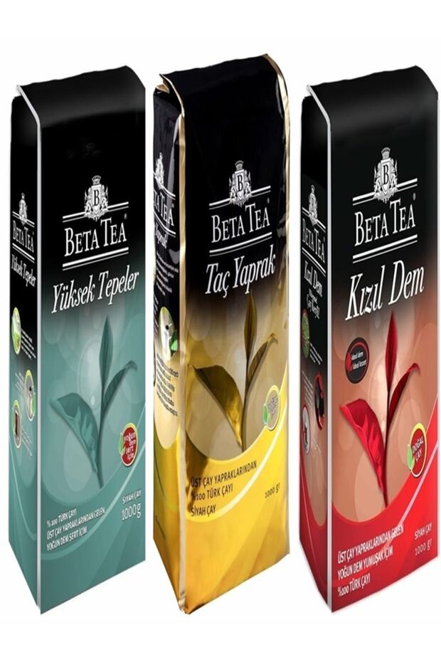 Beta Tea Yüksek Tepeler Türk Çayı 1 Kg + Kızıldem Türk Çayı 1 Kg + Taç Yaprak Türk Çayı 1 Kg