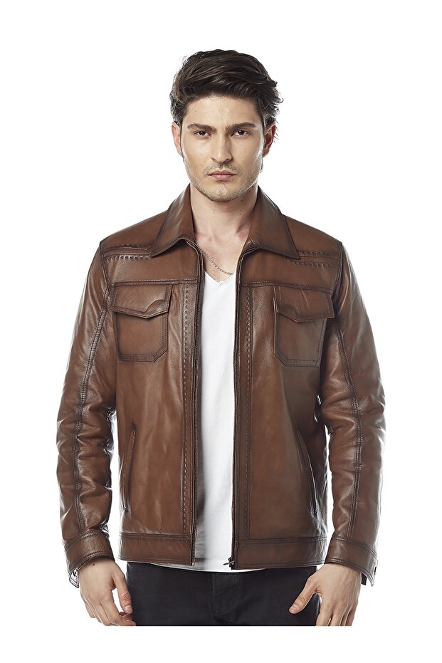 Monreo Taba Deri Ceket - 1