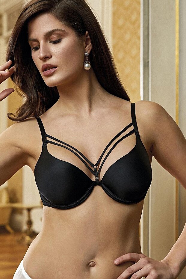 حمالة صدر نسائية سوداء اللون بحزام رفيع غير مدعوم 1020