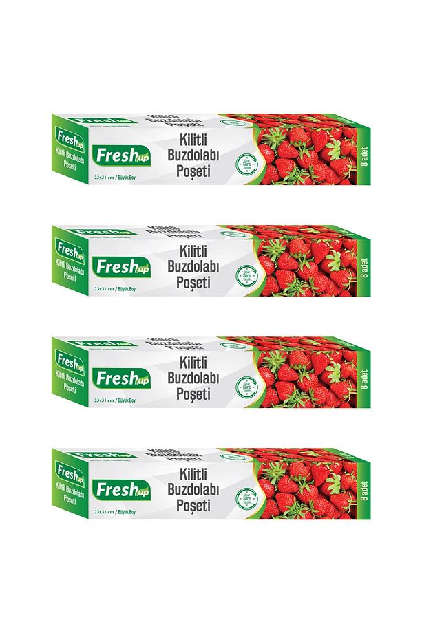 Fresh-up Büyük Boy Kilitli Buzdolabı Poşeti Seti 8'li 4 Paket Toplam 32 Adet - 1