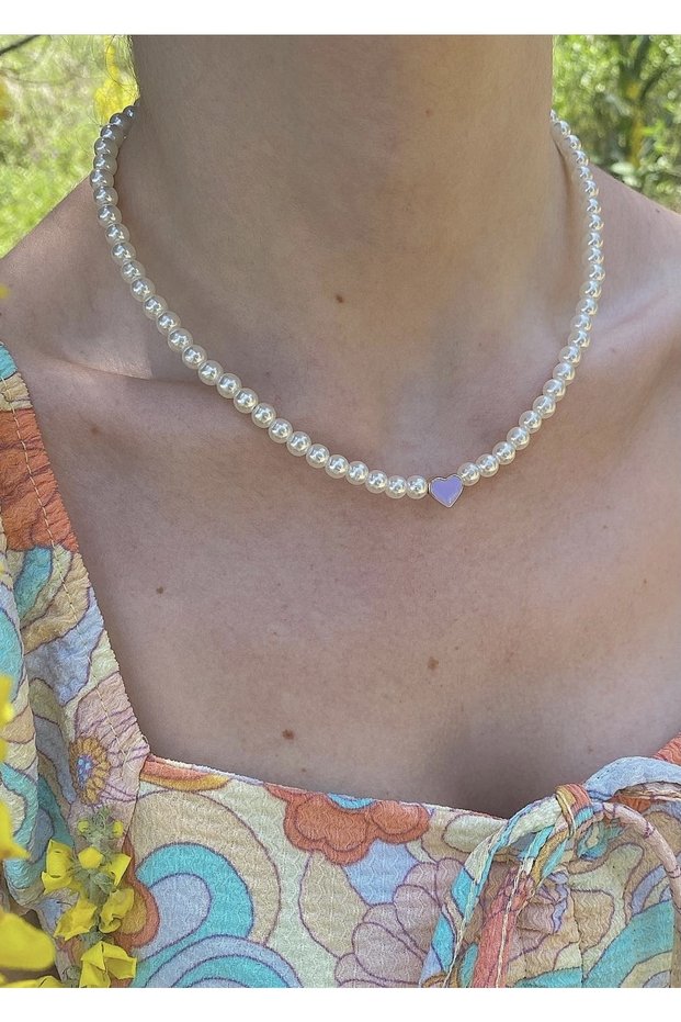 Lilac Heart Figured Pearl Necklace