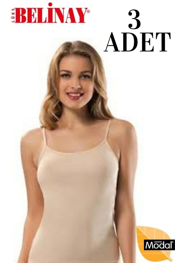 3 Adet Ip Asklılı Modal Yumuşak Bayan Atlet 0821 - - Ten - Xxl - 1