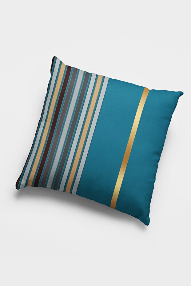 Premium Fine Striped Thai Feather Woven Fabric Double Sided Throw Pillow Pillow Case 43x43cm Krl994