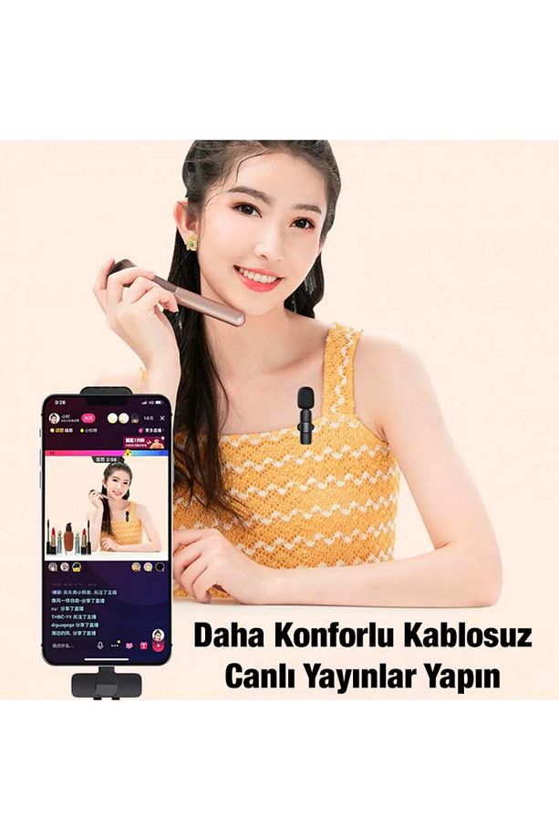 Ally K8 Lightning Iphone Tak Konuş Wireless Kablosuz Mini Yaka Mikrofonu Canlı Yayın Mikrofonu - 2