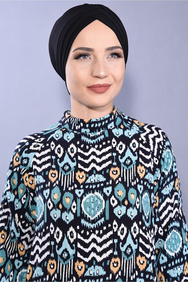 Black 3-Striped Bonnet That Can Be Used in the Sea and Pool