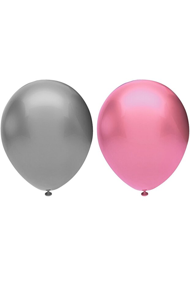 Star Metallic Balloon Set 20 Pieces (Pink, Silver)