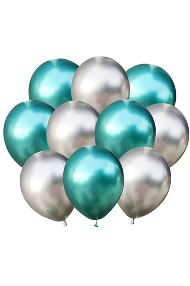 Star Silver-green Chrome Balloon 10 Pieces