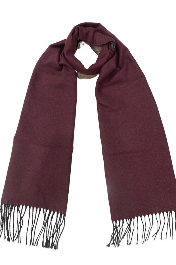 Bordo Bej Çift Taraflı Kaşkol M-5 - 1