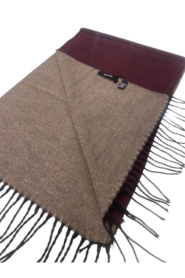 Bordo Bej Çift Taraflı Kaşkol M-5 - 2