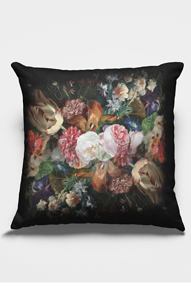 Floral Throw Pillow Pillow Case Premium Thai Feather Woven Fabric Double Sided 43x43cm Krl103