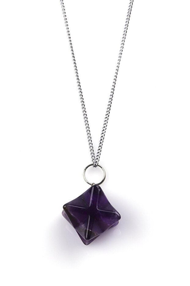 Amethyst Natural Stone Merkaba Necklace